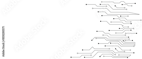 Vector Technology black circuit diagram concept. Abstract technology on white background. High-tech circuit board .