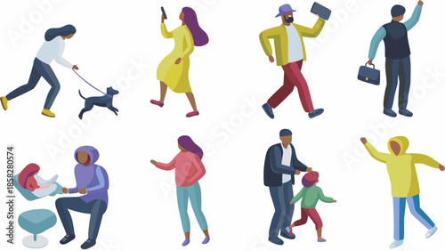 Diverse group of people walking interacting and enjoying daily life outdoors