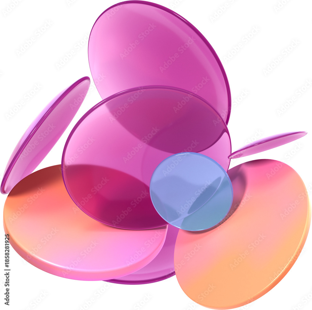 Fototapeta premium 3D semitransparent flying lenses