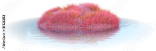 Photos 3D pink grassy island in water