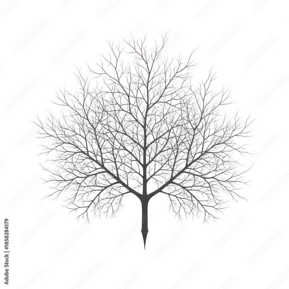Obraz premium Detailed line art rendering of a bare deciduous tree in winter transparent background