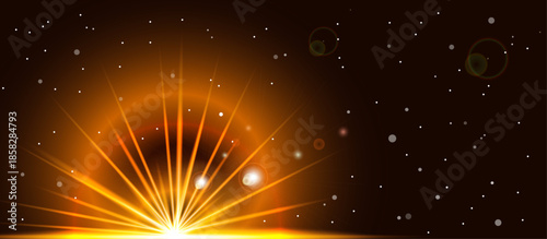 Numerous stars and one large, bright yellow star