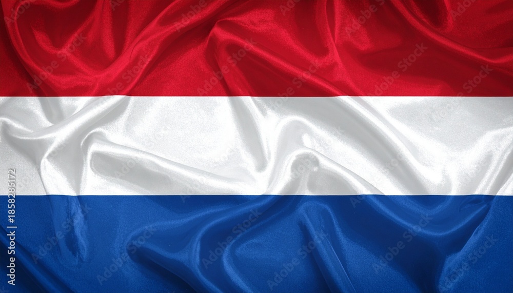 Fototapeta premium Netherlands National Flag – Red, White, and Blue Horizontal Stripes Representing Dutch Identity