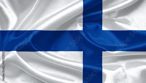 Flag of Finland – Blue Nordic Cross on White Background Symbolizing Lakes, Sky, and Snow