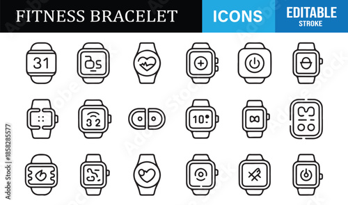 Digital fitness bracelet and activity icons