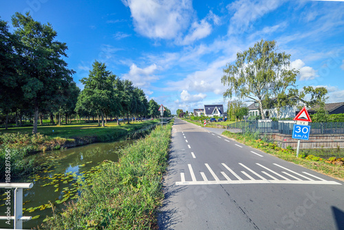 Middenweg in Zevenhuizen as country road in the Eendrachtspolder close to Rotterdam