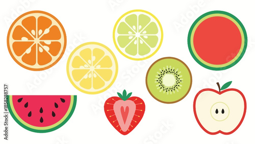 Minimalist Colorful Hand-Drawn Fruit Illustration Collection
