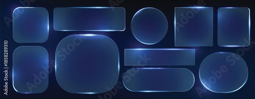 Abstract collection of glowing neon shapes in varying sizes and forms