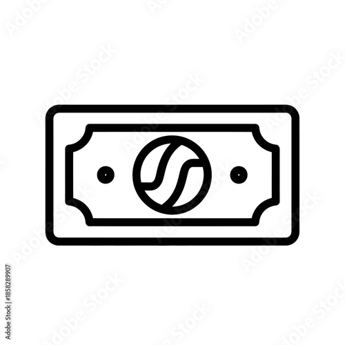Minimalist Line Drawing of a Money Bill for Financial and Banking Themes