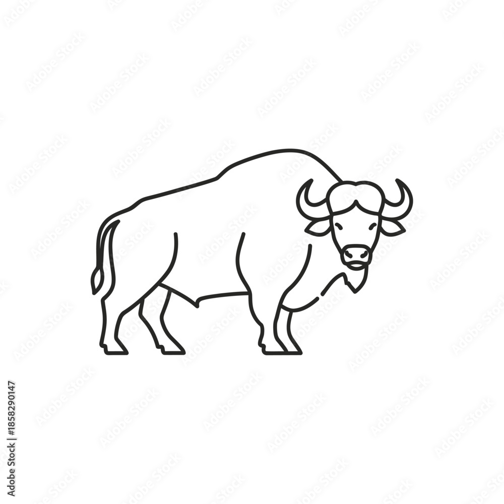 Fototapeta premium Minimalist Line Drawing of a Bison for Wildlife and Nature-themed Projects