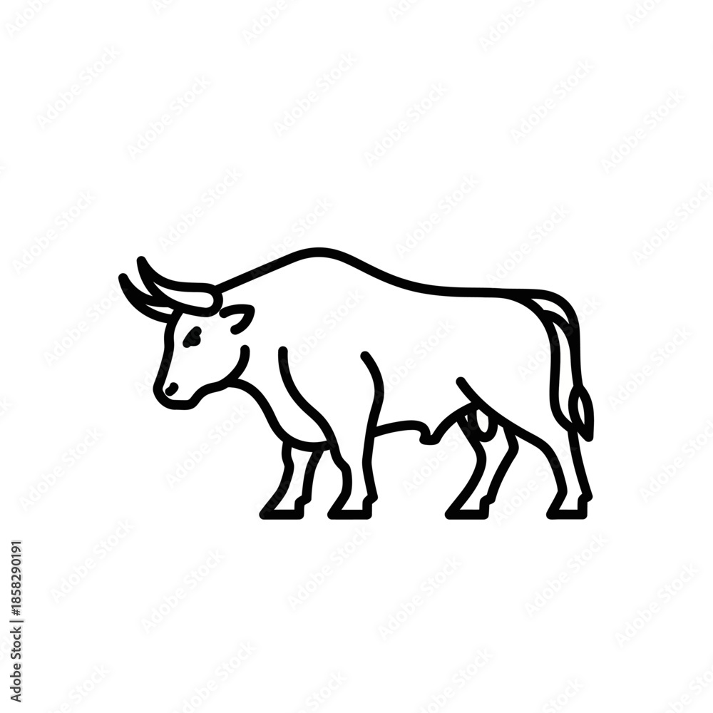 Fototapeta premium Minimalist Line Drawing of a Bull for Modern Logo and Illustration Design