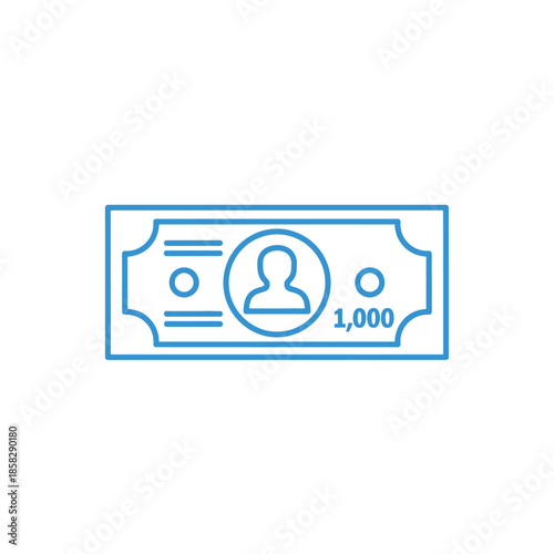 Minimalistic Digital Illustration of a Banknote with Currency Value and User Icon