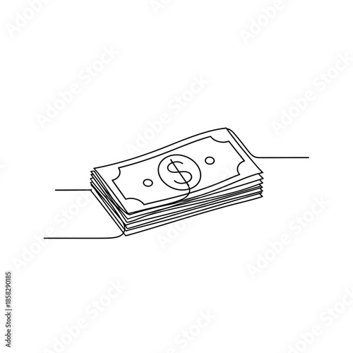 Minimalistic Illustration of a Dollar Bill Stack for Financial and Business Concepts