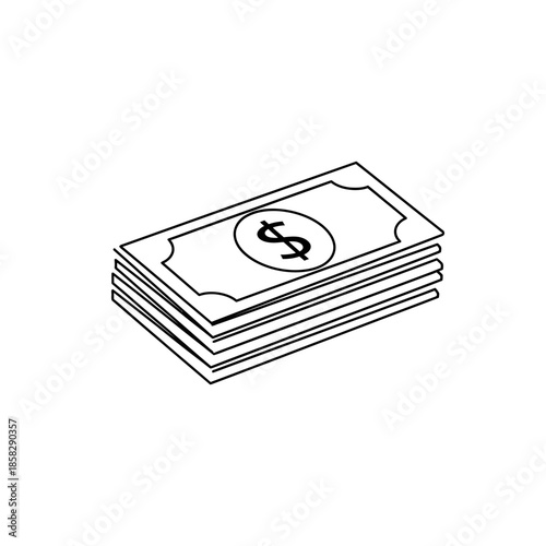 Simple Illustration of a Stack of Money for Financial and Business Usage