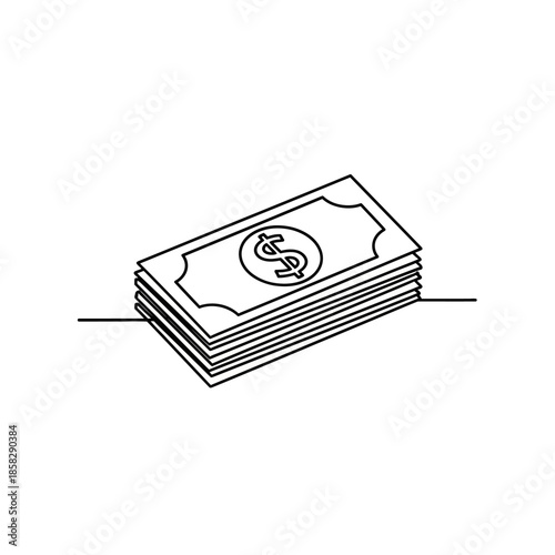 Minimalist Line Drawing of Money Stack for Financial and Business Content