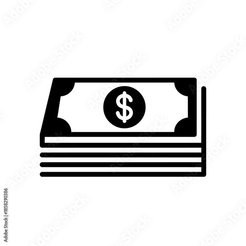 Simple Illustration of a Stack of Money with a Dollar Sign on the Banknote