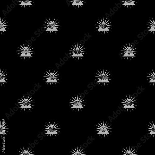 All seeing eye of God seamless pattern isolated on black background