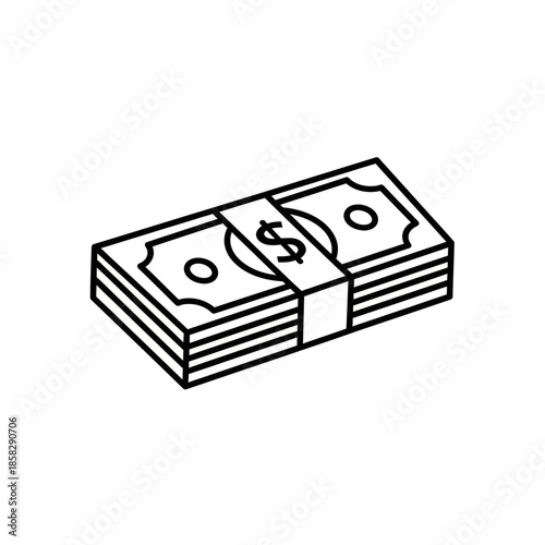 Simple Illustration of a Stack of Cash Banknotes for Financial and Business Concepts