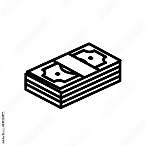 Simple Illustration of a Stack of Cash Money for Financial or Business Use