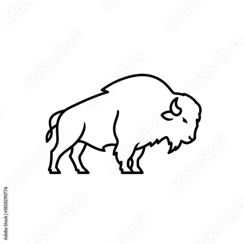 Simple Line Art Illustration of a Bison for Wildlife and Nature Themes