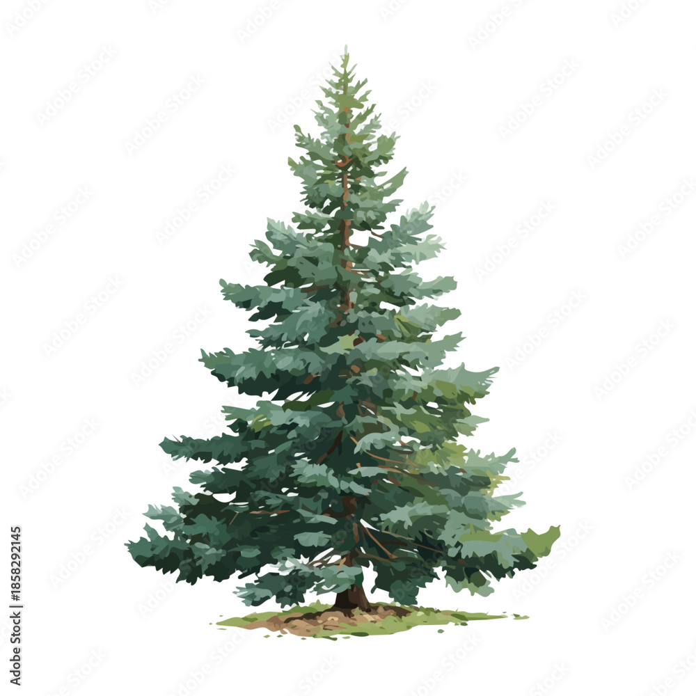 Fototapeta premium Pine Tree, illustrated as a clean 2D flat vector icon isolated on a white background