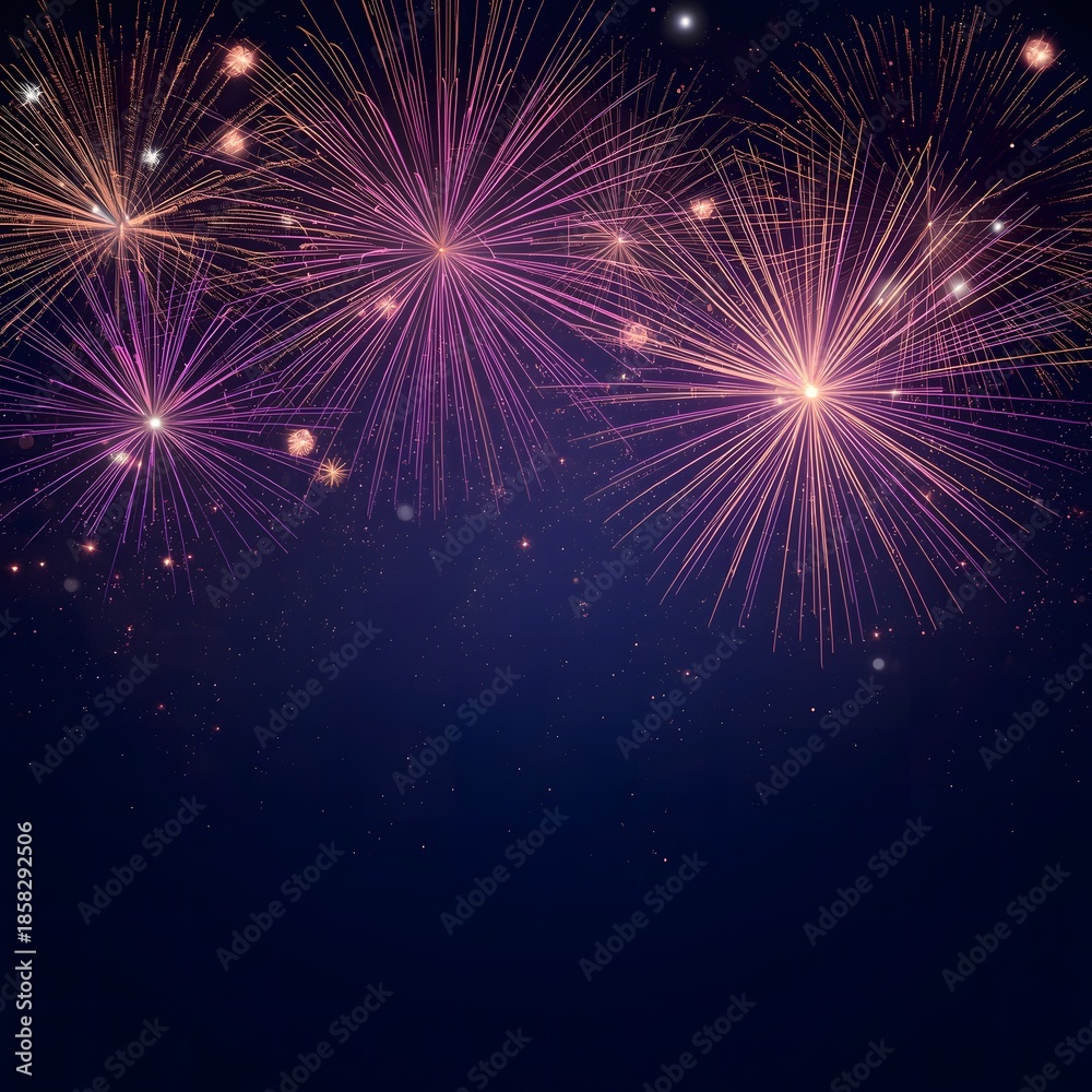 Fototapeta premium Happy New Year 2026 Celebration Fireworks on Blue Night Background