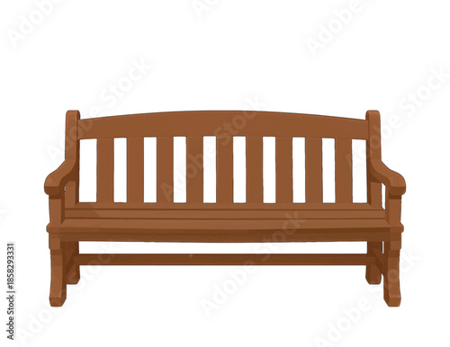 Classic wooden bench with curved backrest