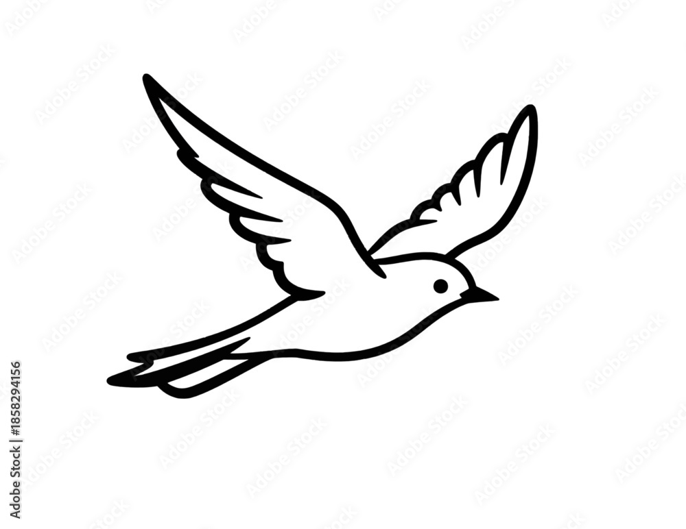 Obraz premium Hand-drawn flying bird outline