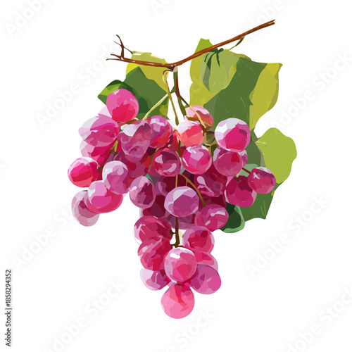 Minimalist 2D vector icon representation of a Grapes, displayed on a pure white background