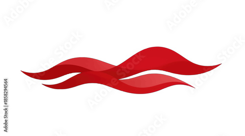 Red wavy abstract ribbon design.