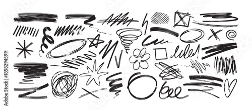 Hand drawn set elementsabstract lines and other elements in hand drawn style