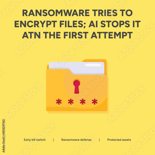 Ransomware Defense and Cyber Security Concept with AI Protecting Encrypted Files and Private Assets