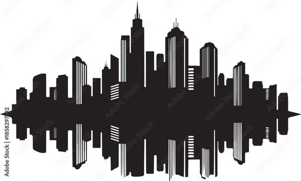 Fototapeta premium Modern cityscape in sound wave design
