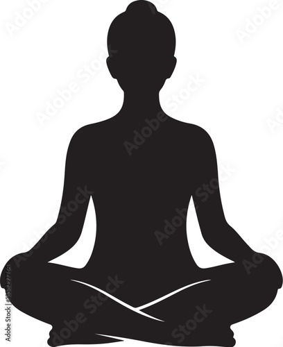 Serene woman meditating in peaceful silhouette