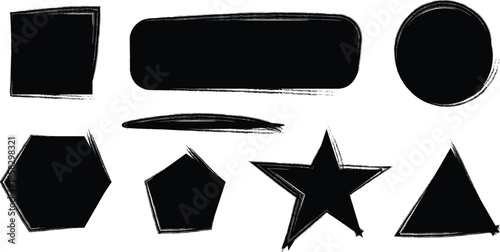 Geometric shapes in black on white background