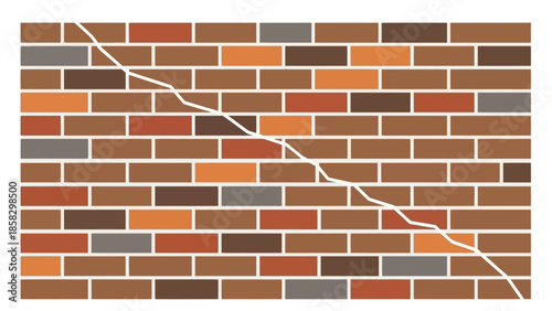 Cracked Brick Wall Texture A Detailed Abstract Graphic of Damage and Architectural Structure