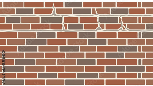 Brick Wall with Cracks A Detailed Illustration of Texture and Damage, for Design