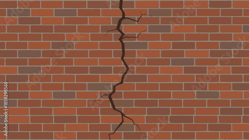 Cracked brick wall Detailed illustration of damage and deterioration, showing texture