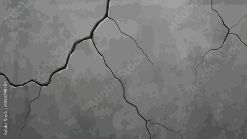 Cracked Gray Wall Texture A Detailed Close-up of Damage, Imperfections, and Background for Design