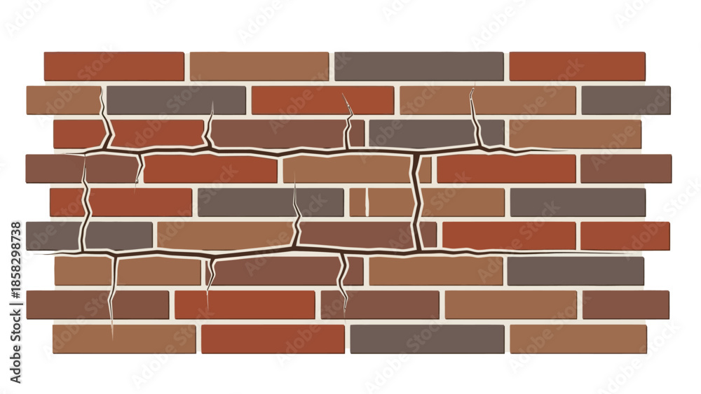 Obraz premium Cracked Brick Wall Texture A Detailed Illustration for Design and Backgrounds