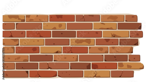 Detailed Illustration of a Brick Wall with a Variety of Textures and Colors for Design