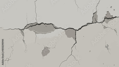 Cracked wall texture with detailed fissures and crumbling plaster, offering a glimpse of decay