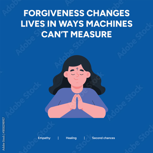 Forgiveness and Empathy Concept Showing a Peaceful Woman Praying for Healing and Second Chances