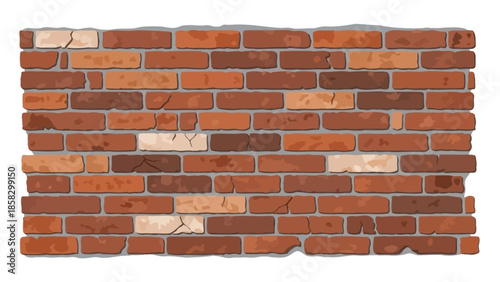 Detailed Vector Illustration of a Brick Wall with a Variety of Brick Colors and Textures
