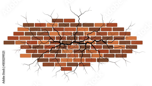 Cracked Brick Wall Texture A Detailed Illustration of Damage and Decay on Bricks