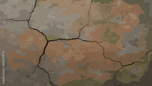 Cracked and weathered wall texture, showing signs of age and natural decay with visible crevices