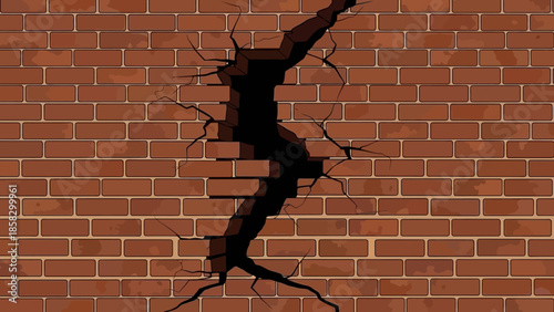 Cracked Brick Wall Texture A Detailed Illustration of Damage and Decay in Architecture