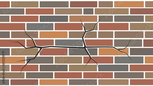 Cracked Brick Wall Illustration Showing Damage and Structural Issues