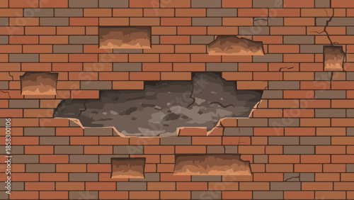 Damaged Brick Wall - An Image Depicting the Effects of Time and Weather on Construction