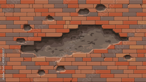 Brick Wall with a Large Hole A Symbol of Destruction, Decay, and Urban Scenery